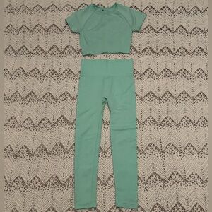 Active Wear Set 2 Piece Mint Green Both Size Small Compression Thick Breathable